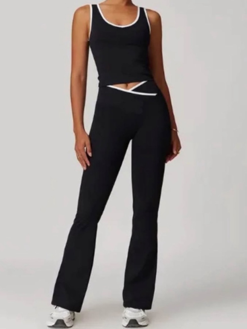 lululemon athletica Flare Leggings- White Trim Black Bootcut Pants